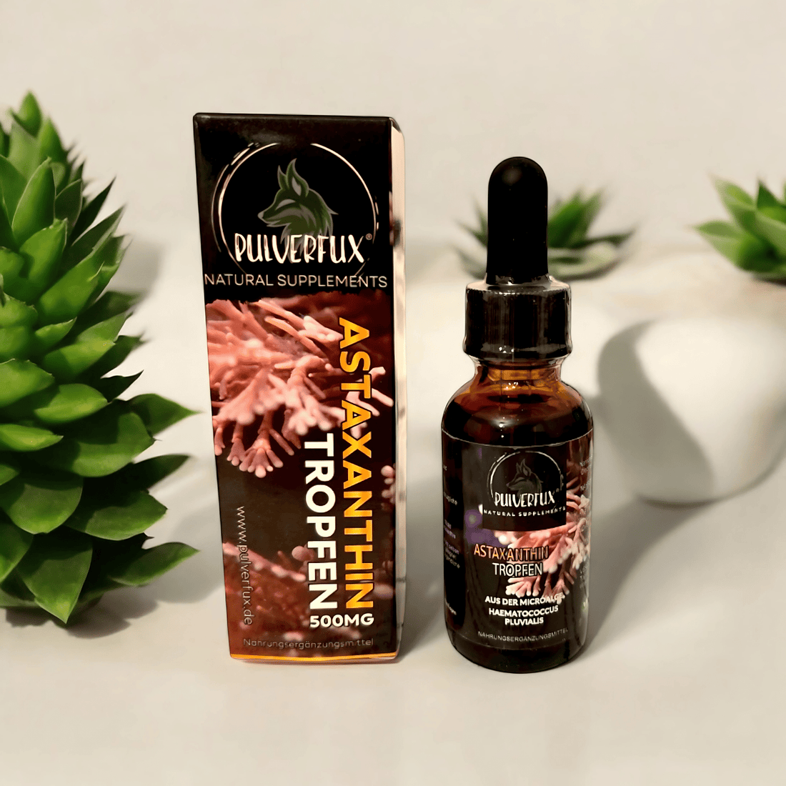 Pulverfux Astaxanthin Tropfen 500mg 30ml 1.000 Tropfen - Pulverfux.de