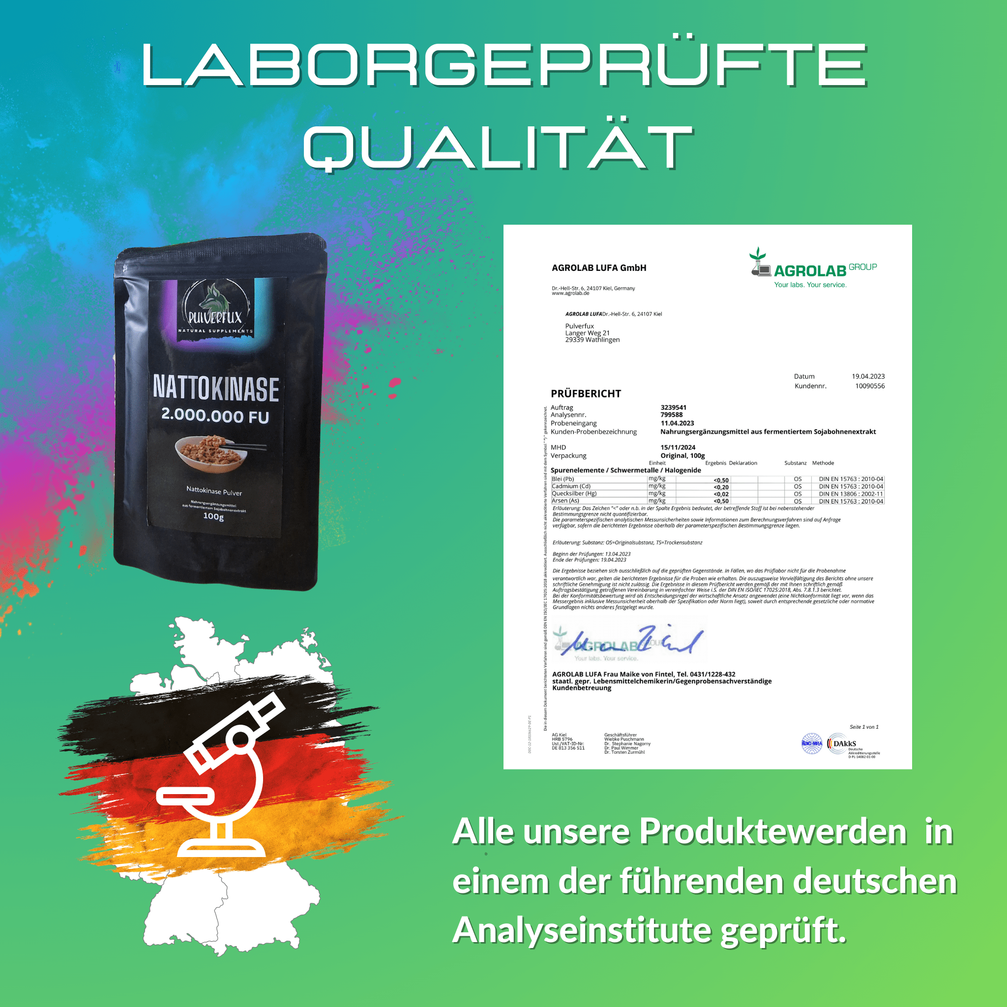 Super Sparpaket - Pulverfux Nattokinase - Pulver 4x 100g - Pulverfux.de
