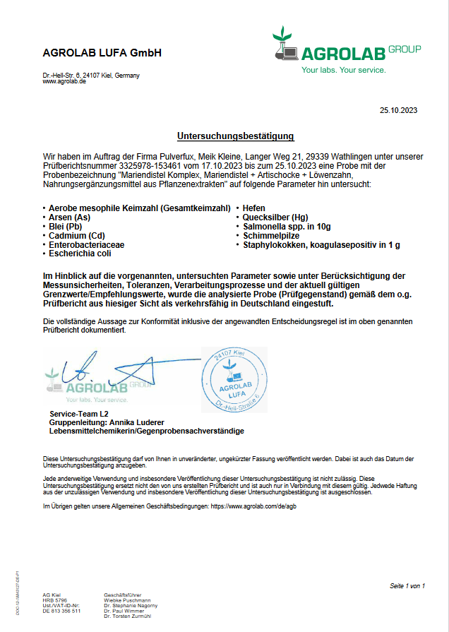 Pulverfux Mariendistel Komplex mit Artischocke und Löwenzahn 240 Kapseln