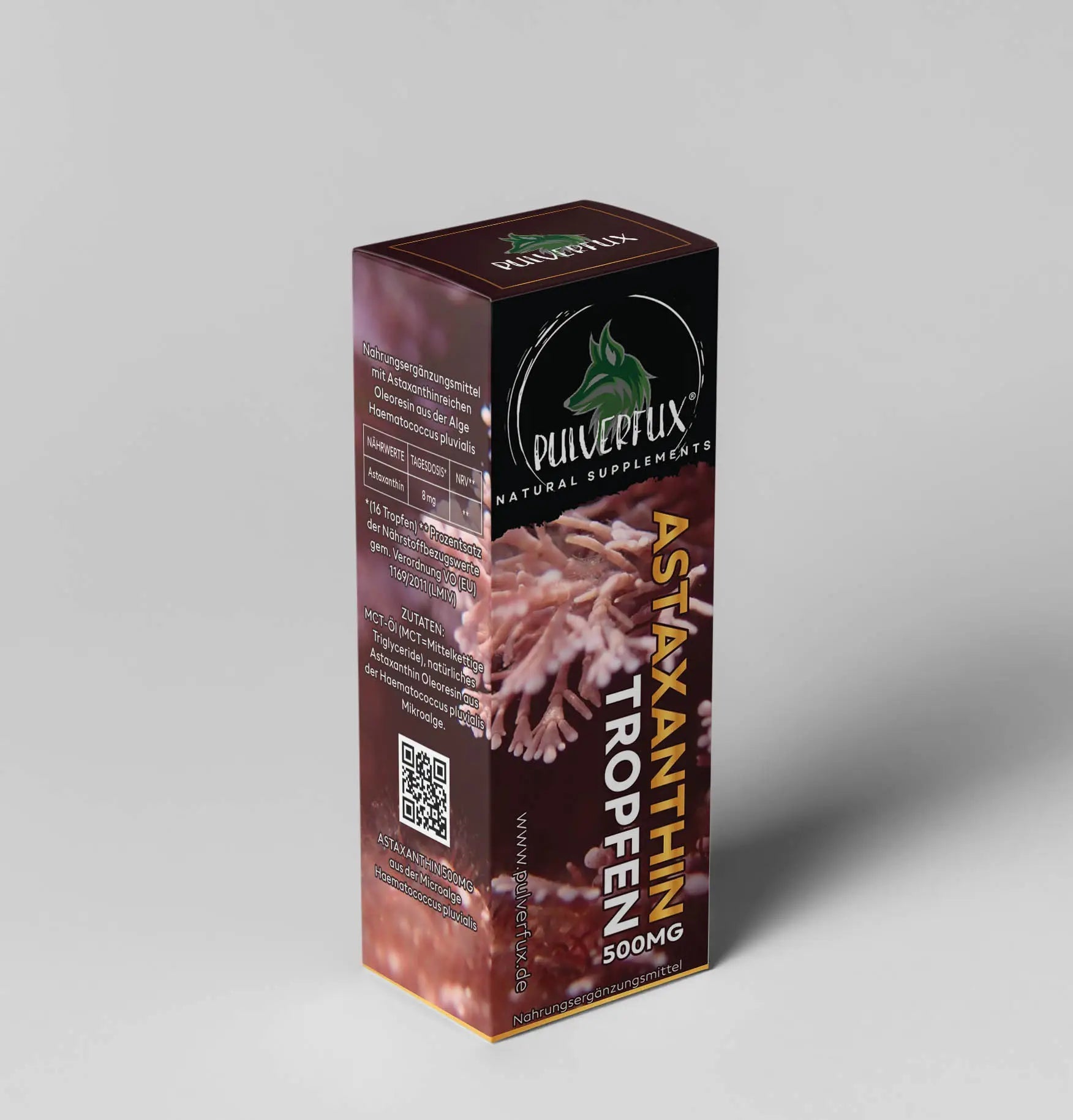 Pulverfux Astaxanthin Tropfen 500mg 30ml 1.000 Tropfen - Pulverfux.de