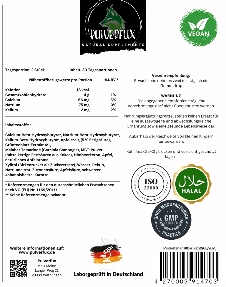 Pulverfux Keto Gummies mit MTC, Garcinia Cambogia, BHB und Apfelessig - Pulverfux.de