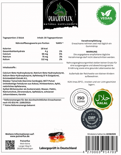 Pulverfux Keto Gummies mit MTC, Garcinia Cambogia, BHB und Apfelessig - Pulverfux.de