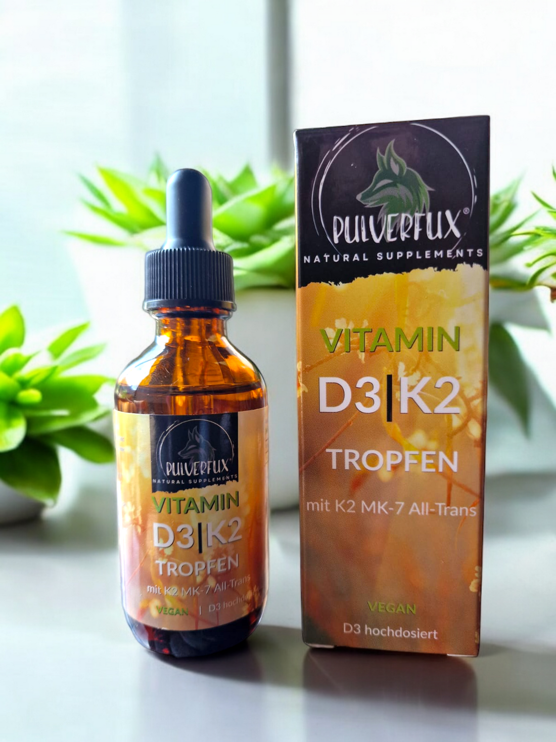 Pulverfux D3+K2 Tropfen im Set 2x60ml