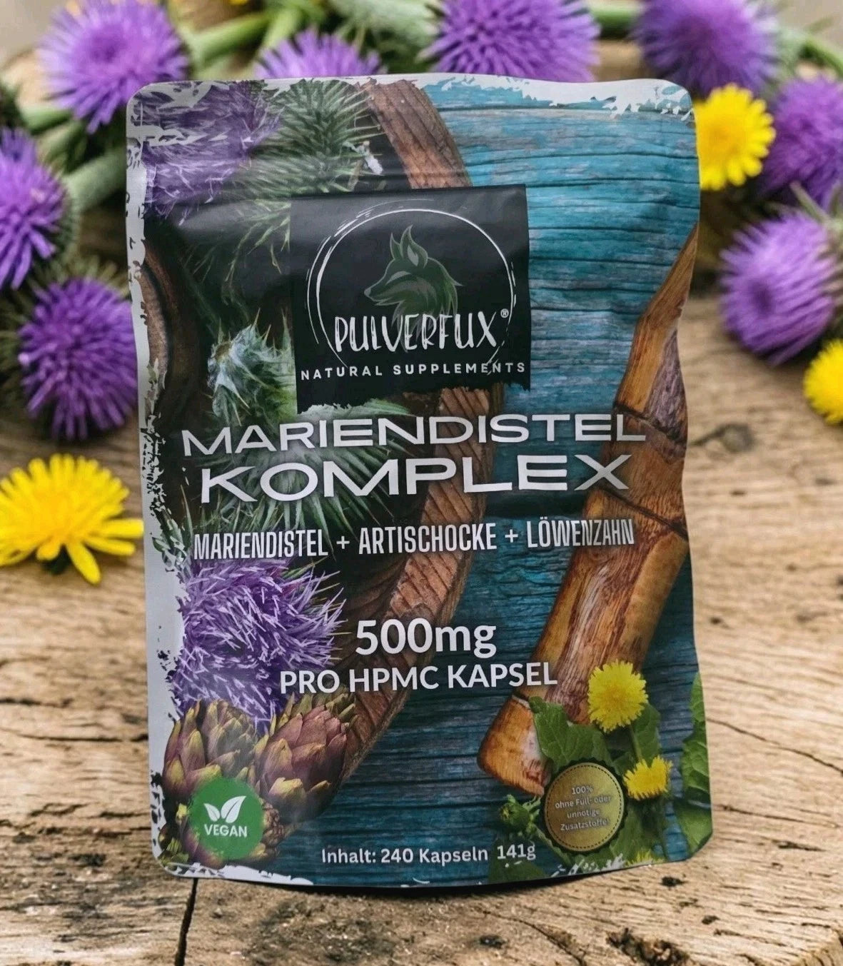 Pulverfux Mariendistel Komplex mit Artischocke und Löwenzahn 240 Kapseln
