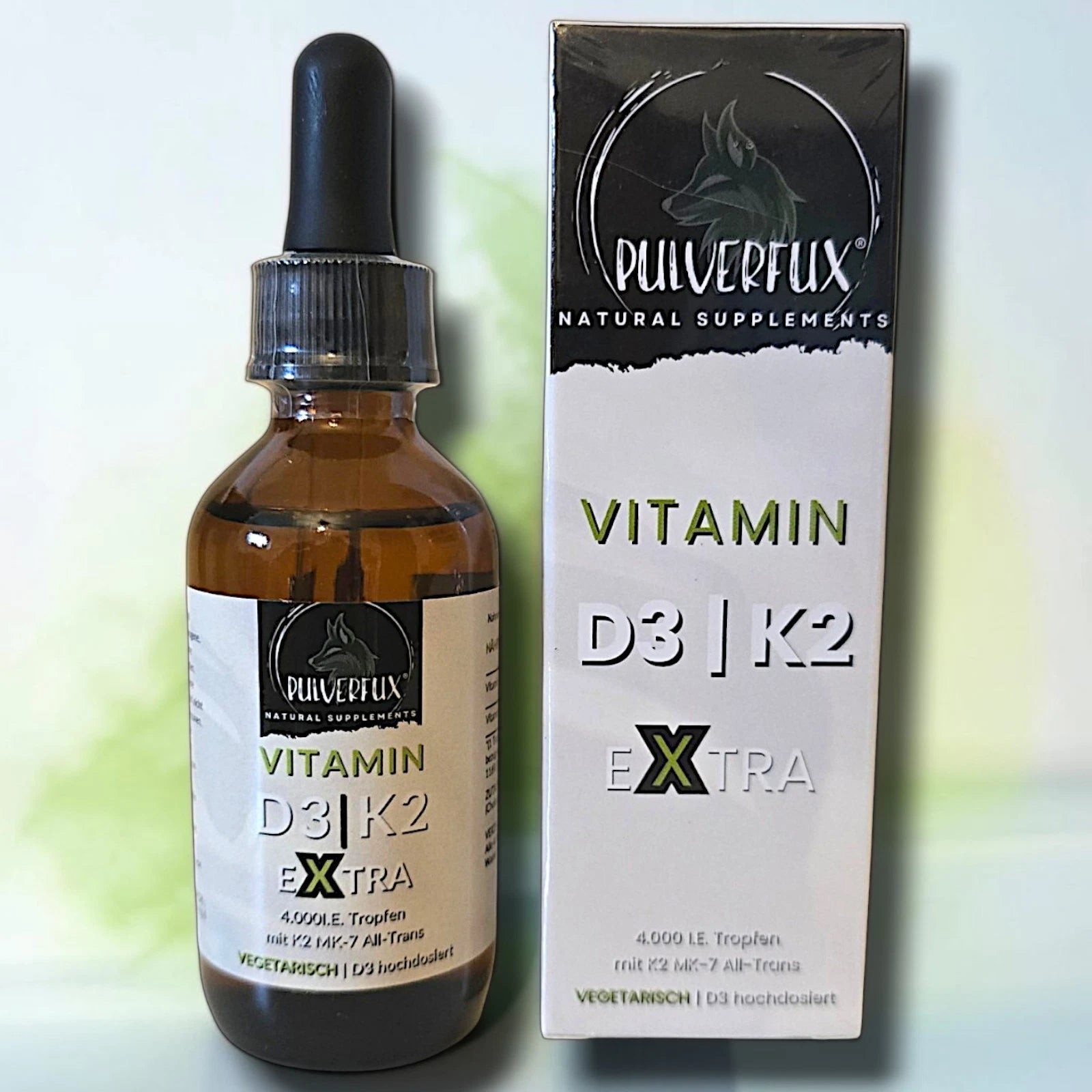 Pulverfux Vitamin D3 K2 Extra Tropfen 60ml 4.000I.E. pro Tropfen