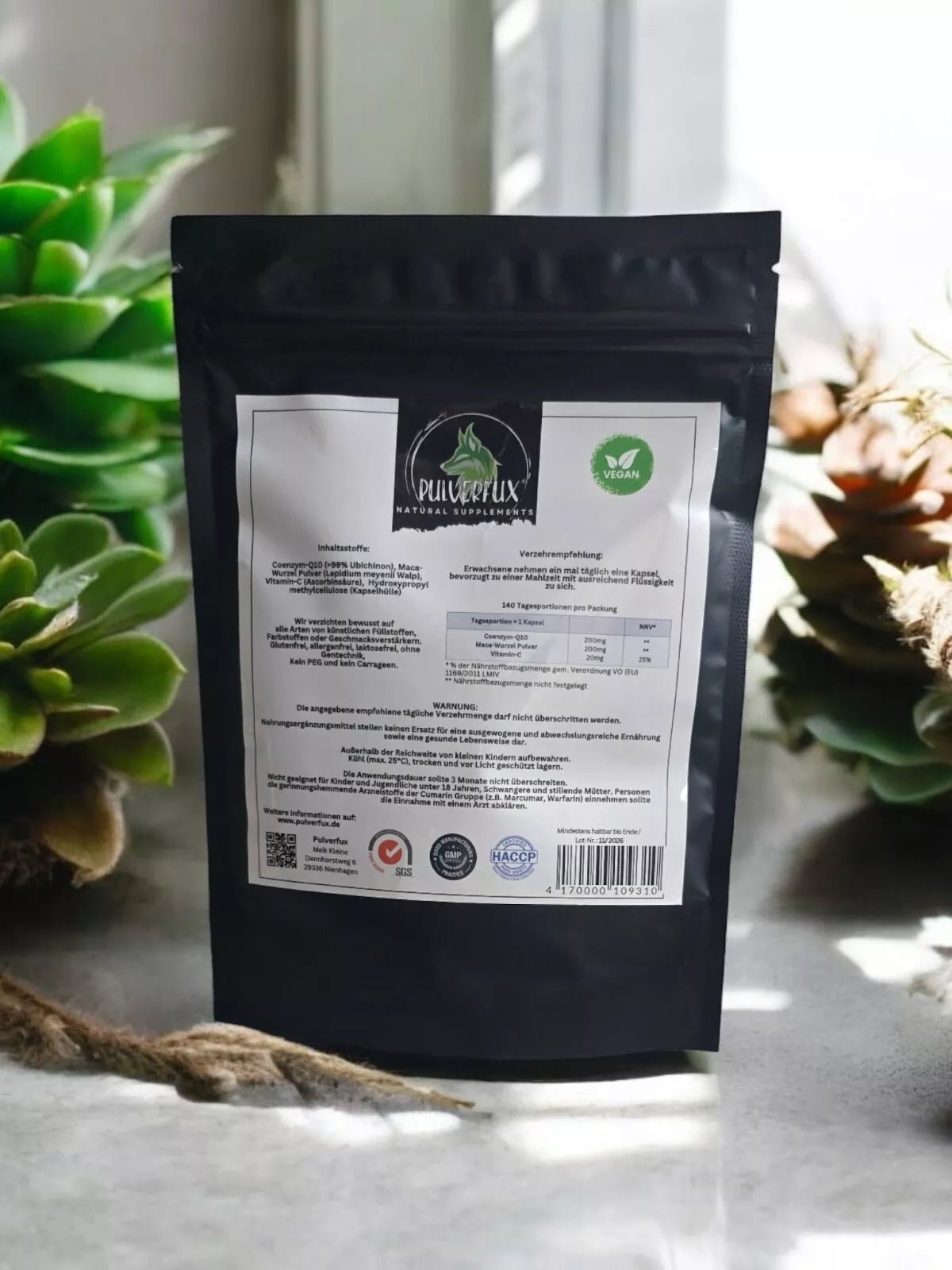 Sparpaket 2x Coenzym Q10 200mg hochdosiert = 280 vegane HPMC Kapseln - Pulverfux.de