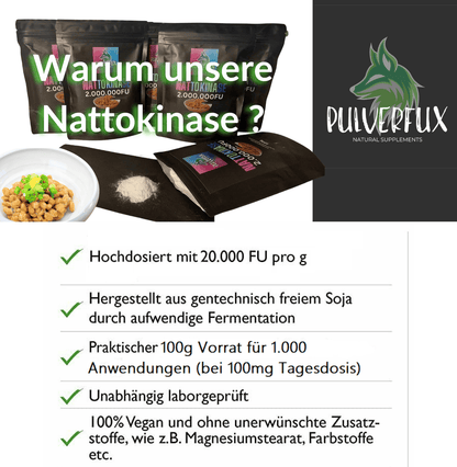 Super Sparpaket - Pulverfux Nattokinase - Pulver 4x 100g - Pulverfux.de